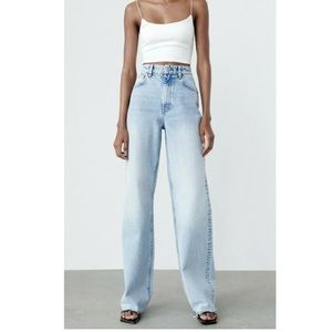 Zara High Rise Wide Leg Full Length Jeans